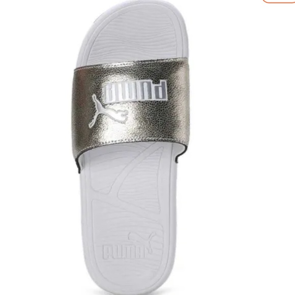 Puma Cool Cat 2.0 metallic shine slide sandal gold white size 8 shoe - Picture 1 of 7